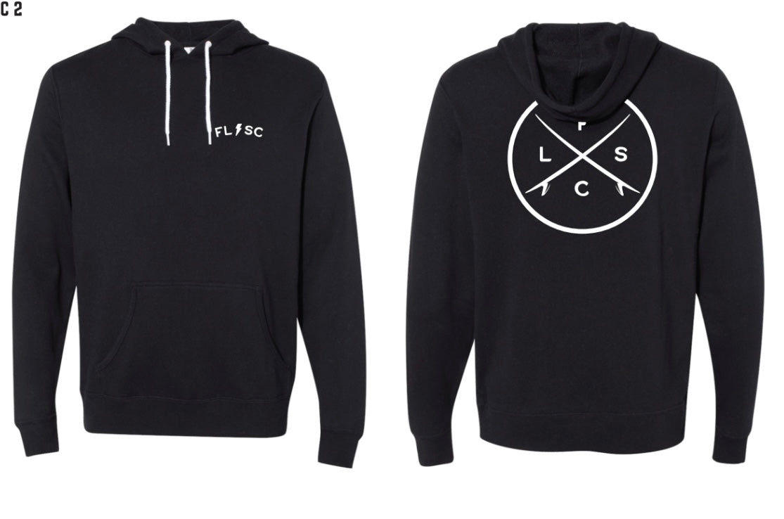 Folsom Lake Surf Club Hoodie - X Surfboard logo