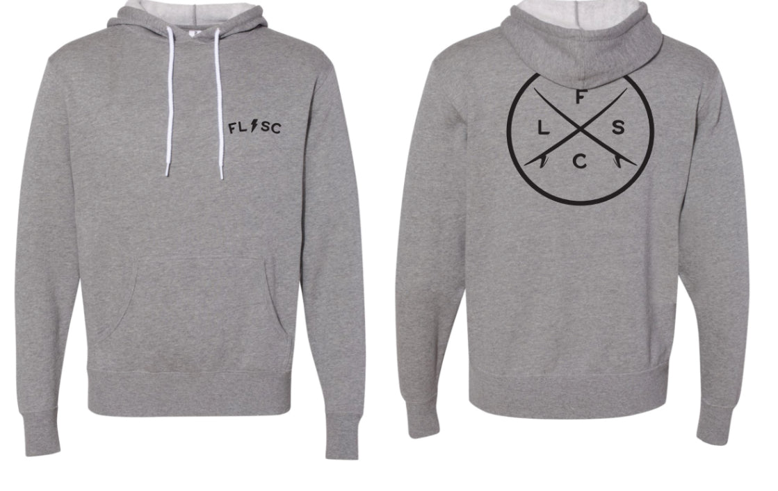 Folsom Lake Surf Club Hoodie - X Surfboard logo