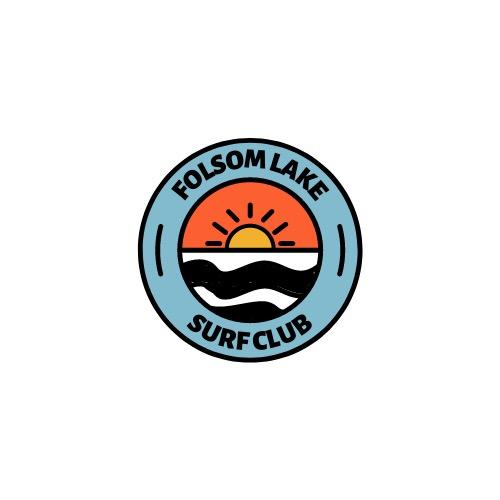 Orange/Blue Folsom Lake Surf Club sticker - 3" round