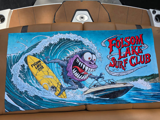 Folsom Lake Surf Club Monster beach towel
